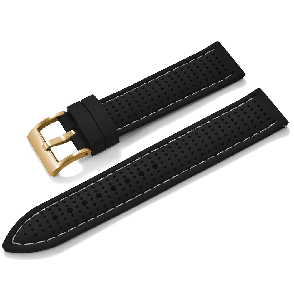 Bracelet de montre sport en silicone à dégagement rapide - Bracelet en caoutchouc souple respirant et imperméable, ajustement universel 18 mm 20 mm 22 mm pour hommes et femmes