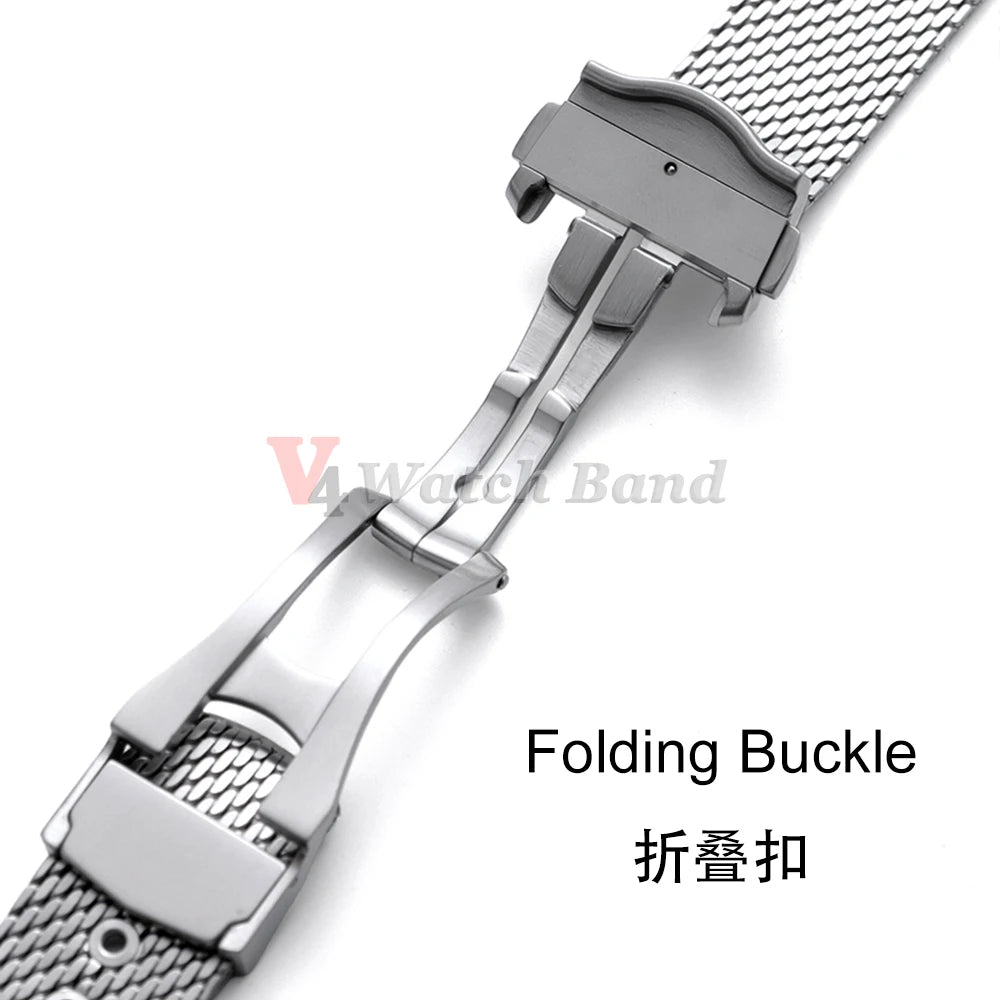 For Omega Seamaster 20mm Stainless Steel Watch Bracelet 20MM for Omega 007 Silver Mesh Bracelet Watch Strap Breathable Flat Design