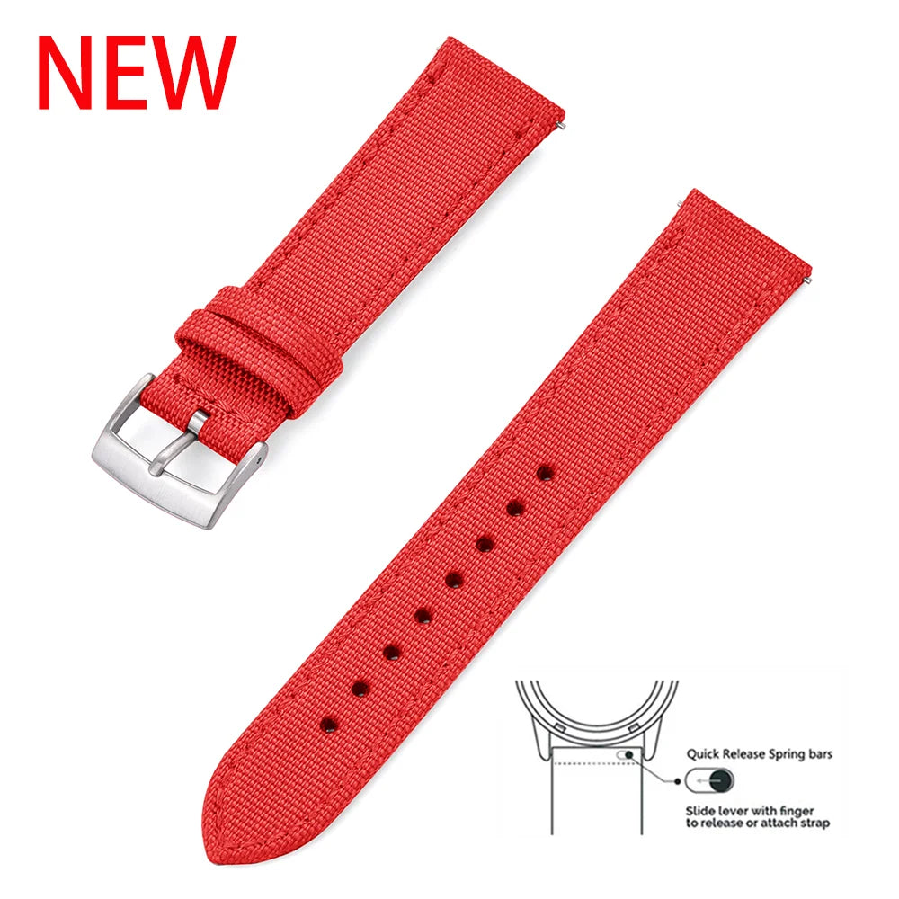 Leather and Nylon Watch Strap for Men and Women, 18mm 20mm 22mm, Quick Release, Universal, Suitable for Traditional Smartwatches