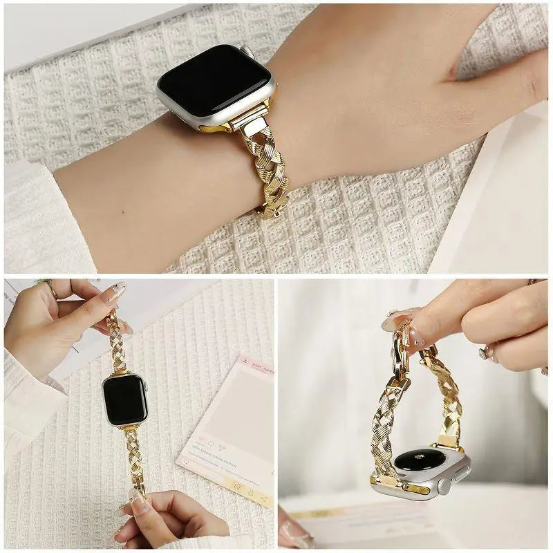 Elegant stainless steel strap for Apple Watch, compatible with sizes 41/40/38/42/44/45/46/49 mm, for iWatch S11 10 9 8 7 6 5