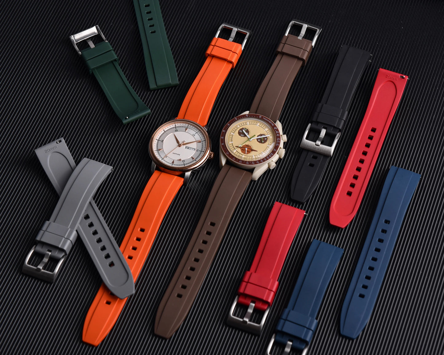 Cinturino per orologio in gomma premium - Sgancio rapido / Fibbia ad ardiglione - Universale