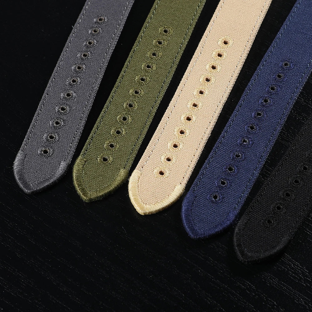 Bracelet de montre en nylon premium avec fermoir déployant 20mm 22mm, bracelet de montre en toile brodée avec trou, boucle pliante pour Omega