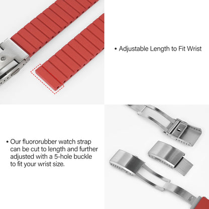 Nouveau bracelet de montre en caoutchouc fluoré CTS 18mm 19mm 20mm 21mm 22mm boucle pliante à dégagement rapide bracelets de montre FKM bracelet pour couper à la taille