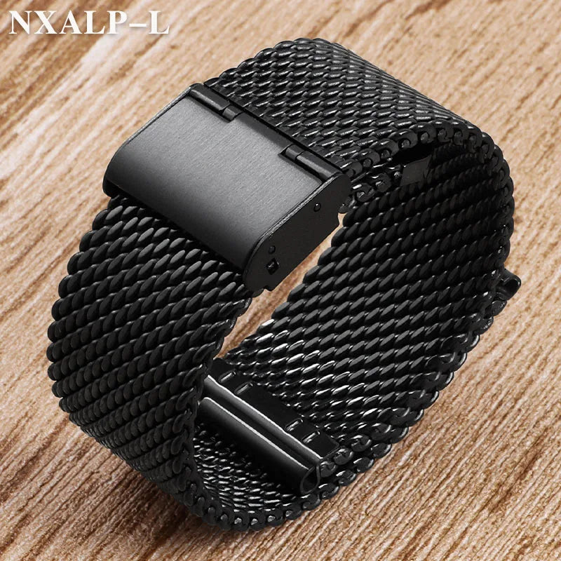 Bracelet de montre en acier inoxydable, boucle en maille milanaise 1.0, 18mm 20mm 22mm 24mm, Bracelet de 3mm d'épaisseur pour DW pour Omega