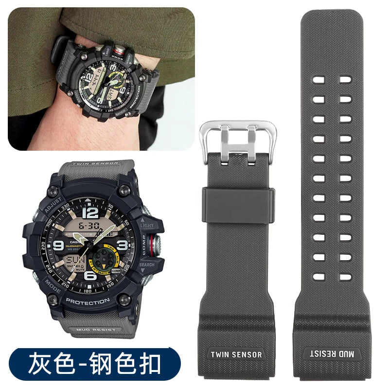 Silicone Rubber Watch Band for Casio GG1000 G-shock GG-1000 GNG-100 GSG-100, Resin Sport Strap, Waterproof Watchband Replacement Tool
