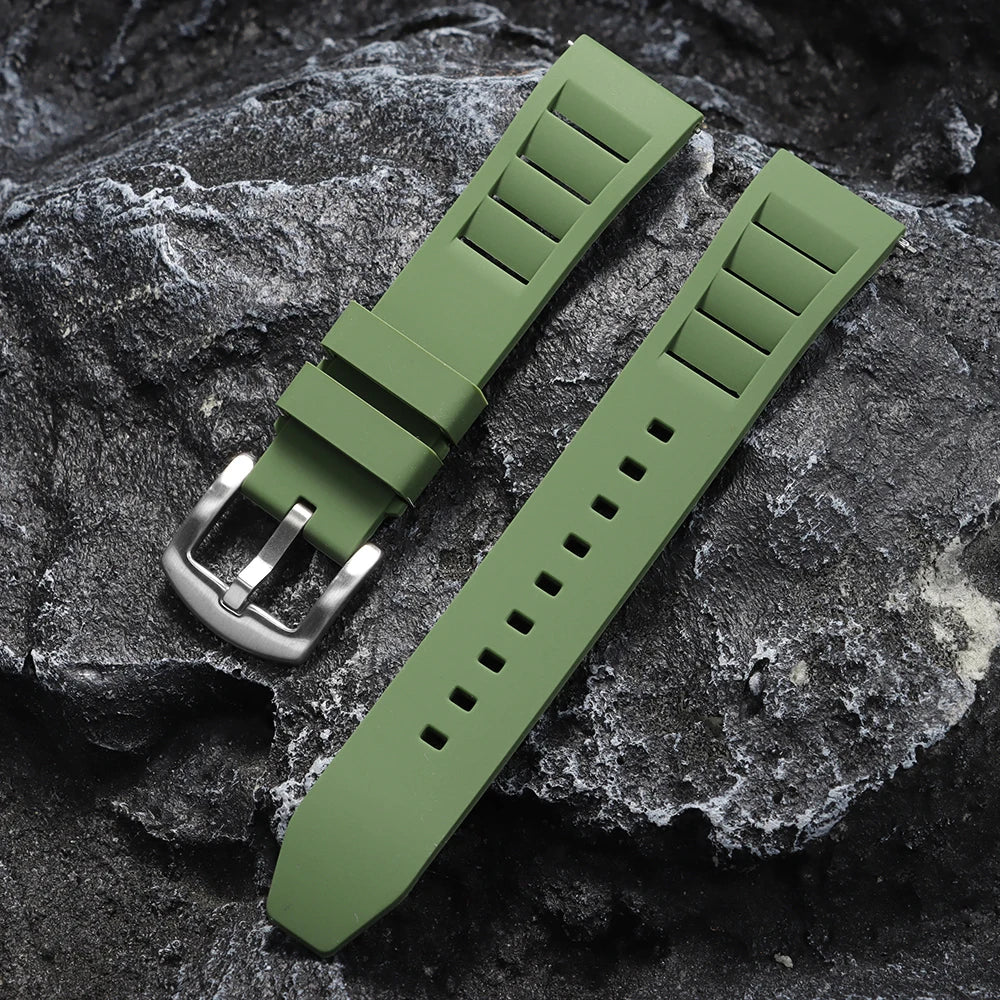 Bracelet en caoutchouc silicone respirant 20 mm 22 mm pour hommes et femmes, à libération rapide, étanche, pour plongée et sport, bracelet de remplacement pour montre
