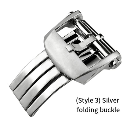 Fermoir déployant en acier inoxydable pour bracelet de montre Breitling en cuir/caoutchouc, accessoires 18mm 20mm, boucle pliante noir argent