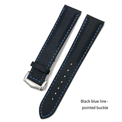 Cowhide Nylon Watch Strap for Omega Seamaster, SEIKO, IWC, Longines, Tudor, 19mm, 20mm, 21mm, 22mm, Fabric Canvas Watchband