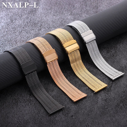 Thin and breathable stainless steel watch bands, 20mm 22mm, for women and men, metal, quick-release, for Huawei watches