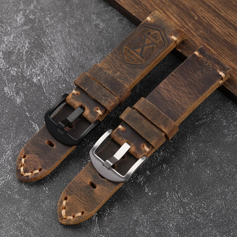 Handmade First Layer Cowhide Watch Strap, 20 22 23 24 26MM, Brown Padded, for PAM111 441, Soft Men's Bracelet