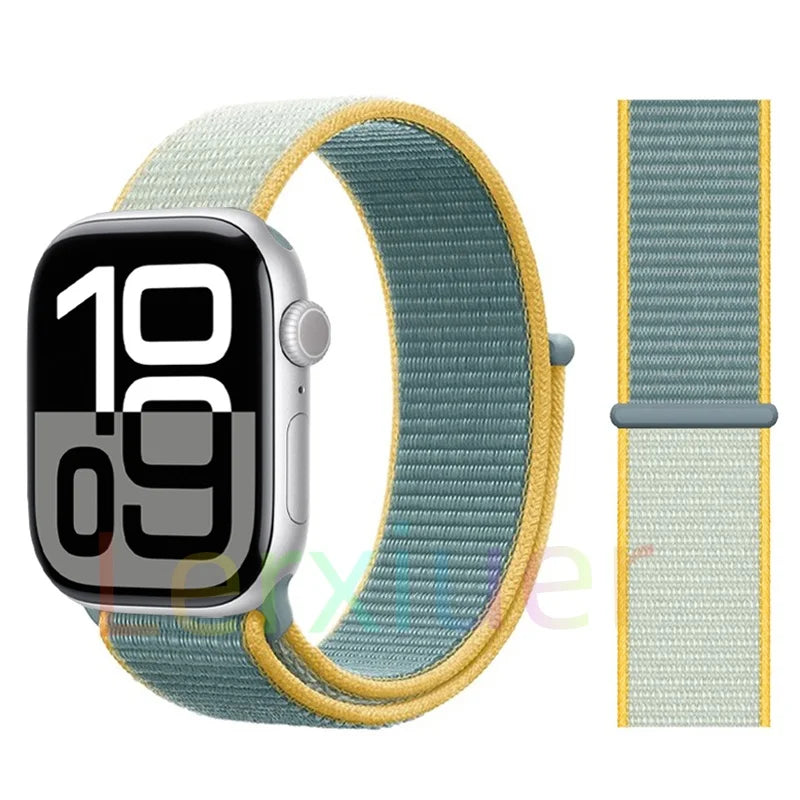 适用于 Apple Watch 46mm 44mm 45mm 40mm 41mm 42mm 的尼龙回环表带，适配 iWatch 系列 11 10 9 SE 8 7 6 5 4 Ultra 3 2 49mm
