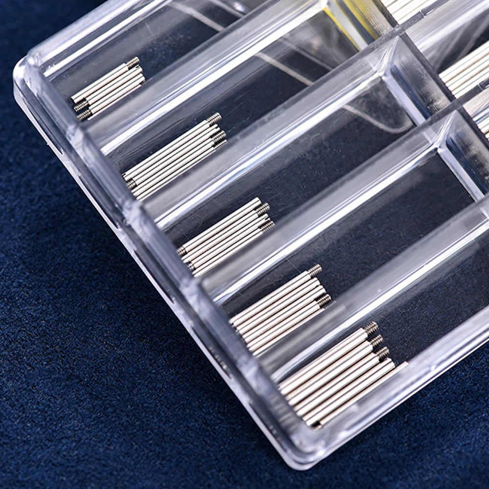 50 pièces/kit Vis et tiges pour bracelet en métal Rolex Oyster, vis en acier inoxydable, outils de réparation de montres, 10 tailles, kit d'outils et de pièces de montre en boîte