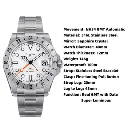 Reloj automático Sugess para hombre S463 GMT - 40 mm
