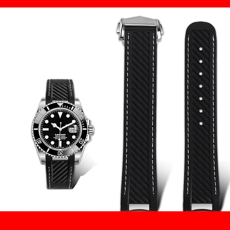 Correa de reloj de caucho y silicona, 20mm, adaptable a Omega Seamaster 300 AT150, para Rolex, negro, verde, Water Ghost, cierre desplegable