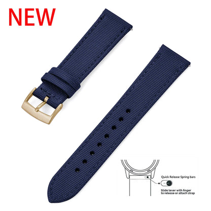 Leather and Nylon Watch Strap for Men and Women, 18mm 20mm 22mm, Quick Release, Universal, Suitable for Traditional Smartwatches