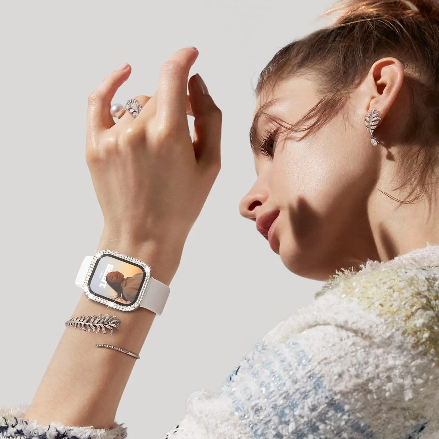Coque en verre et diamant pour Apple Watch, 46mm 40mm 44mm 41mm 42mm 45mm, protection antichoc brillante, iWatch série 11 10 9 SE 7 8