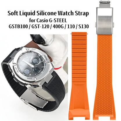 Bracelet de remplacement en Silicone liquide souple pour Casio G-SHOCK GST-B100 / GST-S110 / GST-S130 / GST-400G, bracelet de montre série G-STEEL