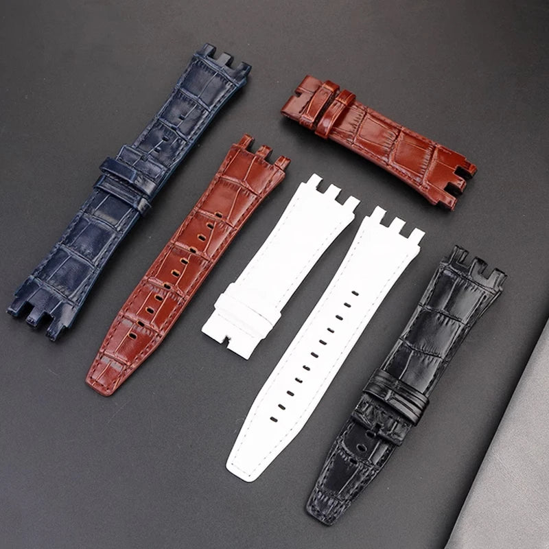 Bracelet de montre en cuir de vache, 22mm, noir, marron, bleu, blanc, avec outils, pour Swatch SVGK407 SVGK406 SVGK409 SVGK403