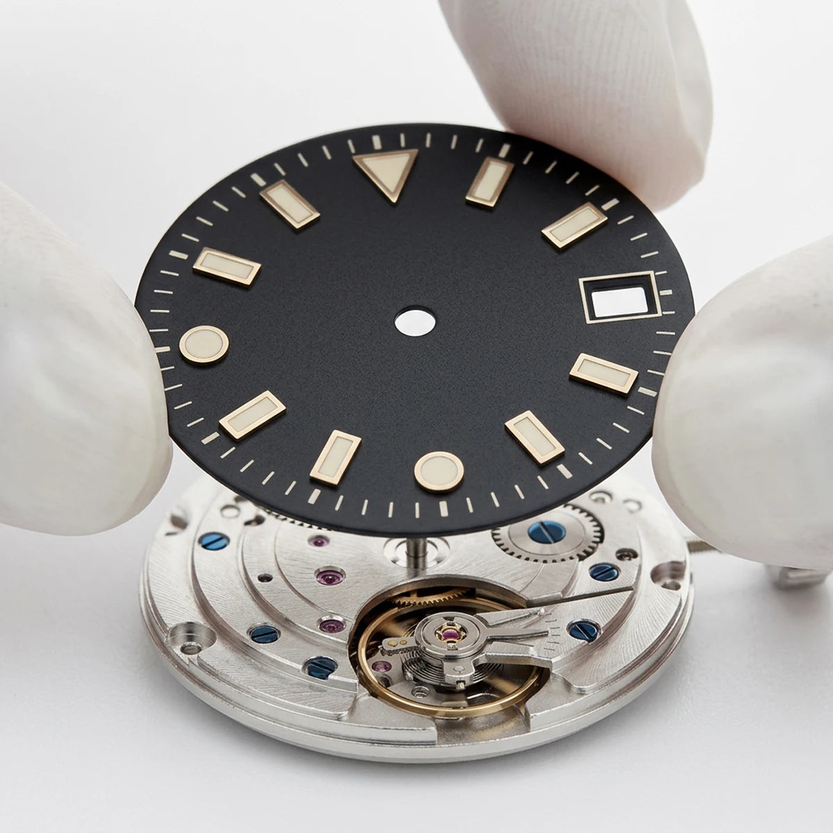 28.5mm watch dials for NH35/NH36 movements with green luminous dials for watch replacement parts no logo
