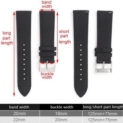 Waterproof voile fabric watch strap, quick-release watch strap, 18mm 19mm 20mm 21mm 22mm 24mm nylon watch strap for Blancpain and Omega