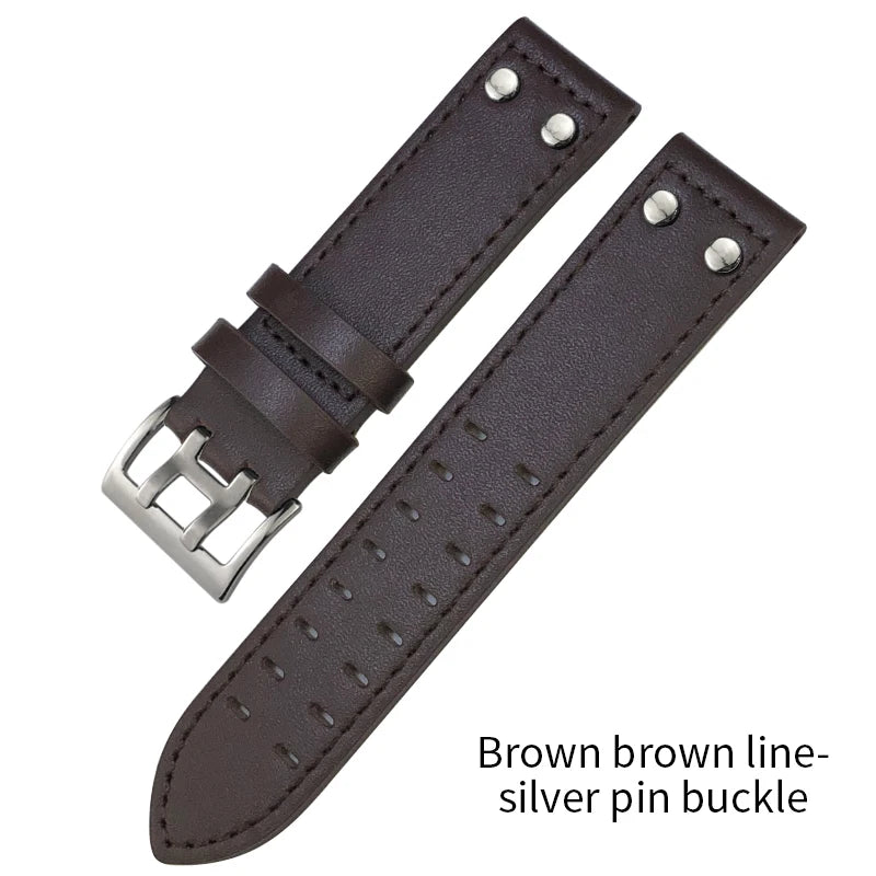 Bracelet de montre en cuir véritable, 20mm 21mm 22mm, pour Hamilton kaki Aviation, ceinture en cuir de vache confortable, accessoires