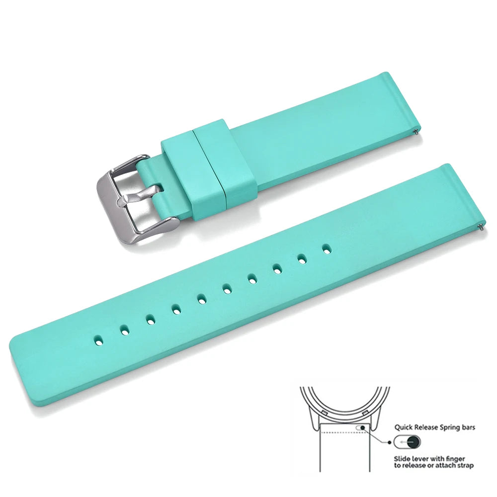 Bracelet de montre en caoutchouc Premium lisse - Rapide / Universel