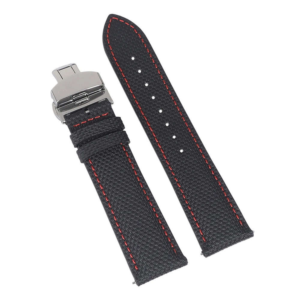 Bracelet de montre en toile de voile à dégagement rapide FKM 20mm 22mm, texture toile de voile, caoutchouc, cuir, accessoires de bracelet de montre