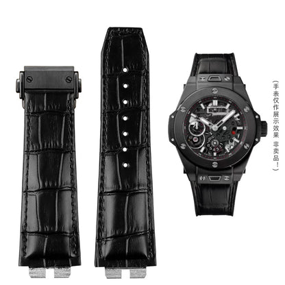 Cinturino per orologio in vera pelle bovina per Hublot, cinturino a sgancio rapido, cinturino nero, cinturino per serie Big Bang 411, alta qualità, 27mm