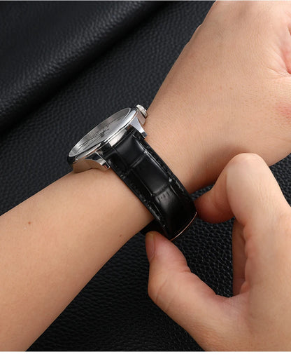 Tissot 真皮表带 - 适用于天梭 T41 力洛克、De Luca、优雅系列男士腕表，尺寸 18mm/19mm/2