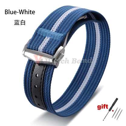 Pour Omega pour Swatch pour Moonswatch toile Nylon bracelet de montre 20mm pour Seiko Sport bracelet de montre étanche boucle pliante brossée