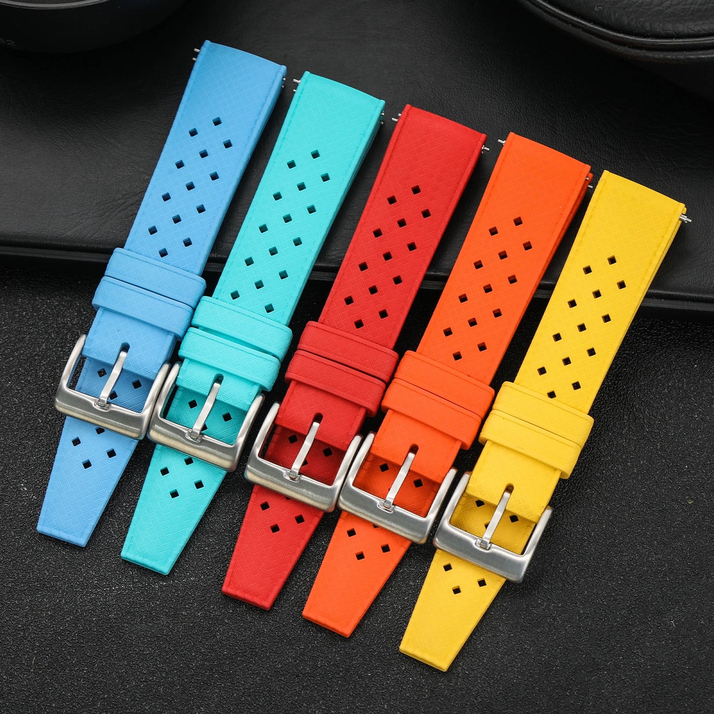 Bracelet de montre en caoutchouc FKM de qualité supérieure, 20mm 22mm, pour Seiko, Oris, Omega, plongée à dégagement rapide, étanche