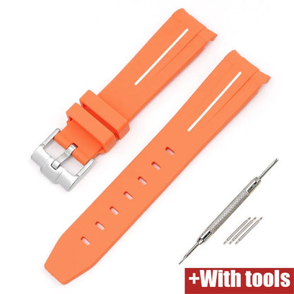 Curved End Rubber Strap for MoonSwatch, 20mm, for Men and Women, Waterproof Sport Watch Band