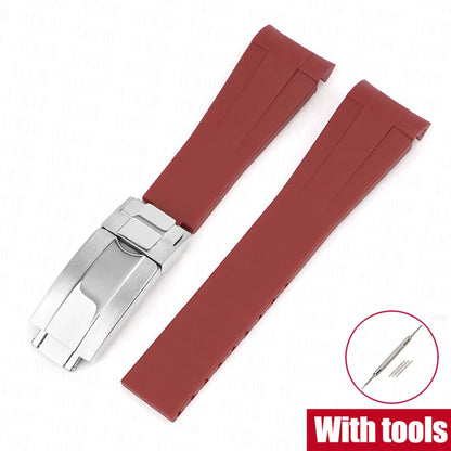    Bracelet en caoutchouc de 20mm pour Rolex GMT Daytona Submariner, étanche, extrémité incurvée en TPU, bracelet de montre de remplacement pour Omega X Swatch MoonSwatch