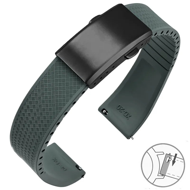 Bracelet montre Racing / Aviateur en caoutchouc Premium - Rapide, Boucle Déployante - A Découper