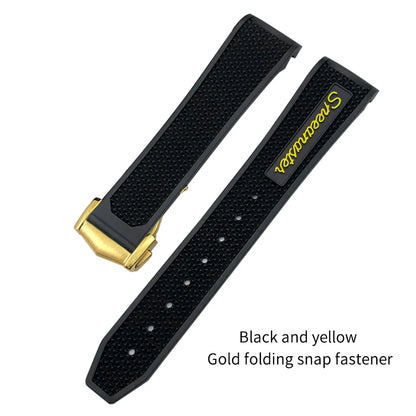Soft Rubber and Silicone Watch Strap, 19mm 21mm 20mm 18mm, for Omega Speedmaster Seamaster 300 Sport Watch, Black and Blue Bracelets
