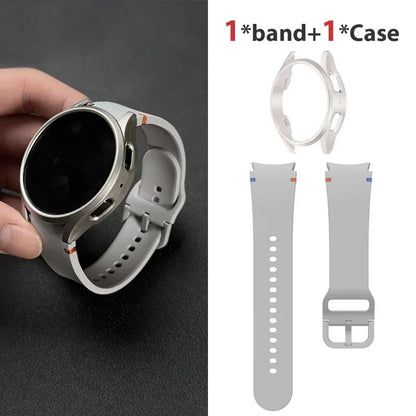 Set di 2 pezzi (cinturino e custodia) per Samsung Watch FE/7/6/5/4/5 Pro, stile punto piatto, compatibile con quadranti da 40/44/45mm, protezione anticaduta, confezione regalo