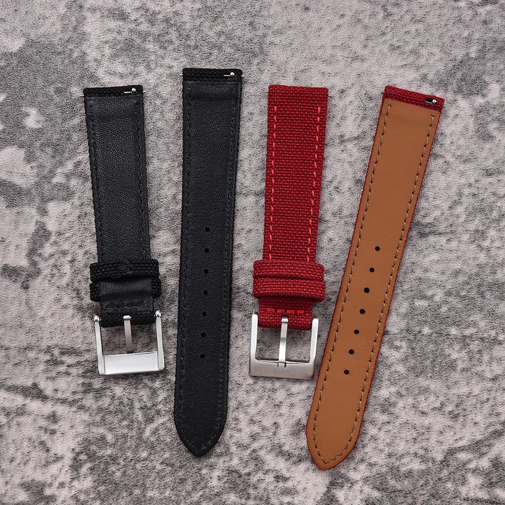 Per Cordura vela cinturino in pelle 18/20/22mm vela cinturini in nylon a sgancio rapido cintura in pelle per Omega Seiko