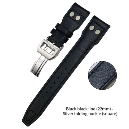 Bracelet de montre en cuir de vachette Rivet Optics, bracelet de montre en cuir véritable, IWC, Suffino 77, Suff5009, Big Pilot, Spitfire, Le Petit Prince, 21mm, 22mm
