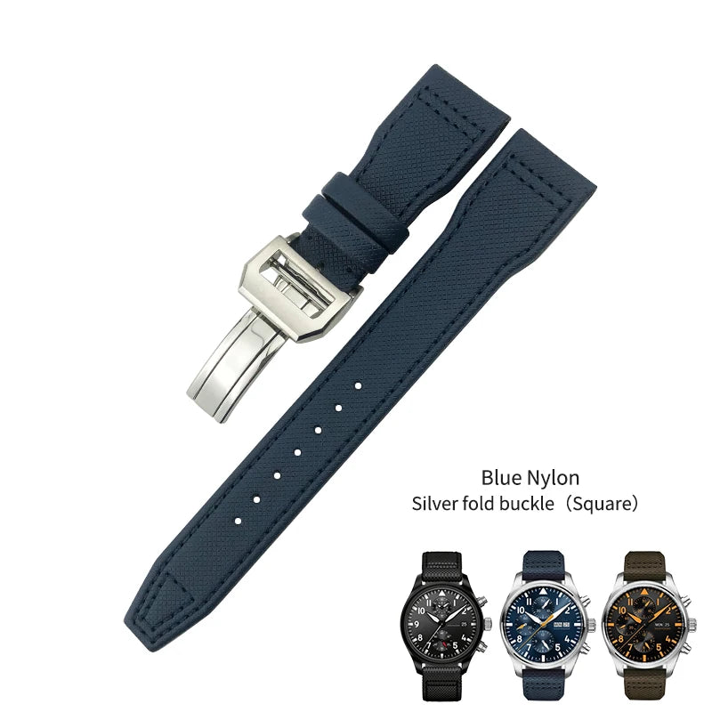 Cinturino per orologio in pelle di vitello e nylon di alta qualità, 20 mm 21 mm 22 mm, per IWC Pilot SPITFIRE MARK18 Portofino TOP GUN IW3777