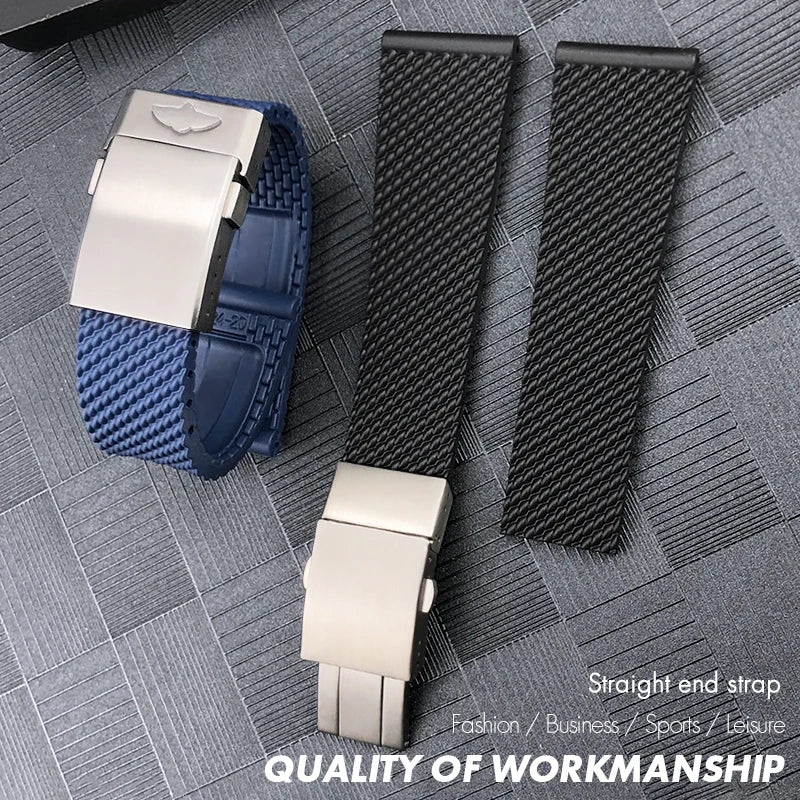 Ремешок для часов из мягкого натурального каучука и силикона, для Breitling, Tudor, Longines, Seiko, 20 мм, 21 мм, 22 мм, 23 мм, 24 мм