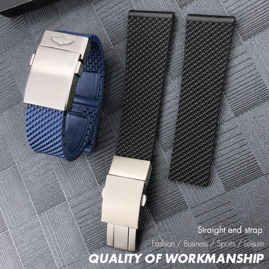 Cinturino per orologio in gomma naturale morbida, in silicone, per Breitling Tudor, Longines Seiko, 20mm 21mm 22mm 23mm 24mm