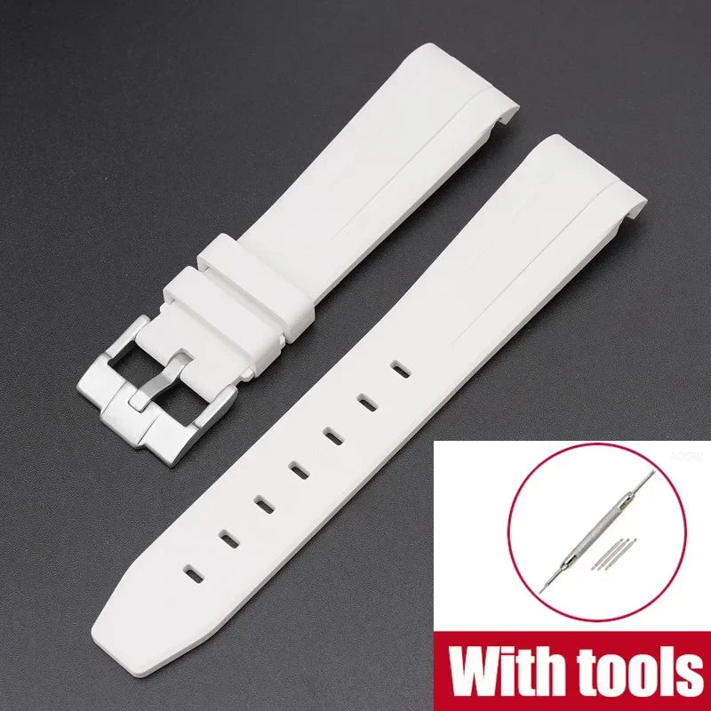 FKM Fluororubber Watch Strap for Rolex for Omega x Swatch MoonSwatch 20mm Curved End Waterproof Sport Replace Watch Band