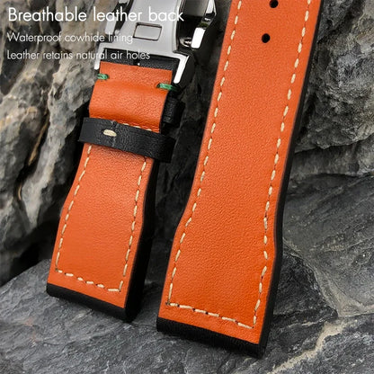 Bracelet de montre en cuir de veau véritable épais, 20mm 21mm 22mm, pour IWC Big PILOT Spitfire TOP GUN IW5009 IW3777, bracelet de montre en cuir de vache à rivets