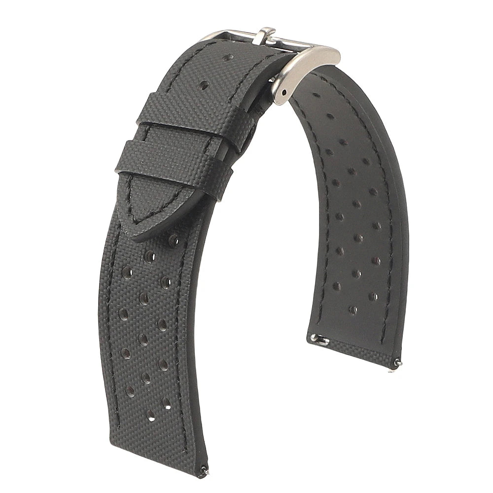 Premium sailcloth watch strap 18mm 19mm 20mm 22mm rally racing watch strap breathable perforated quick-release sports watch straps