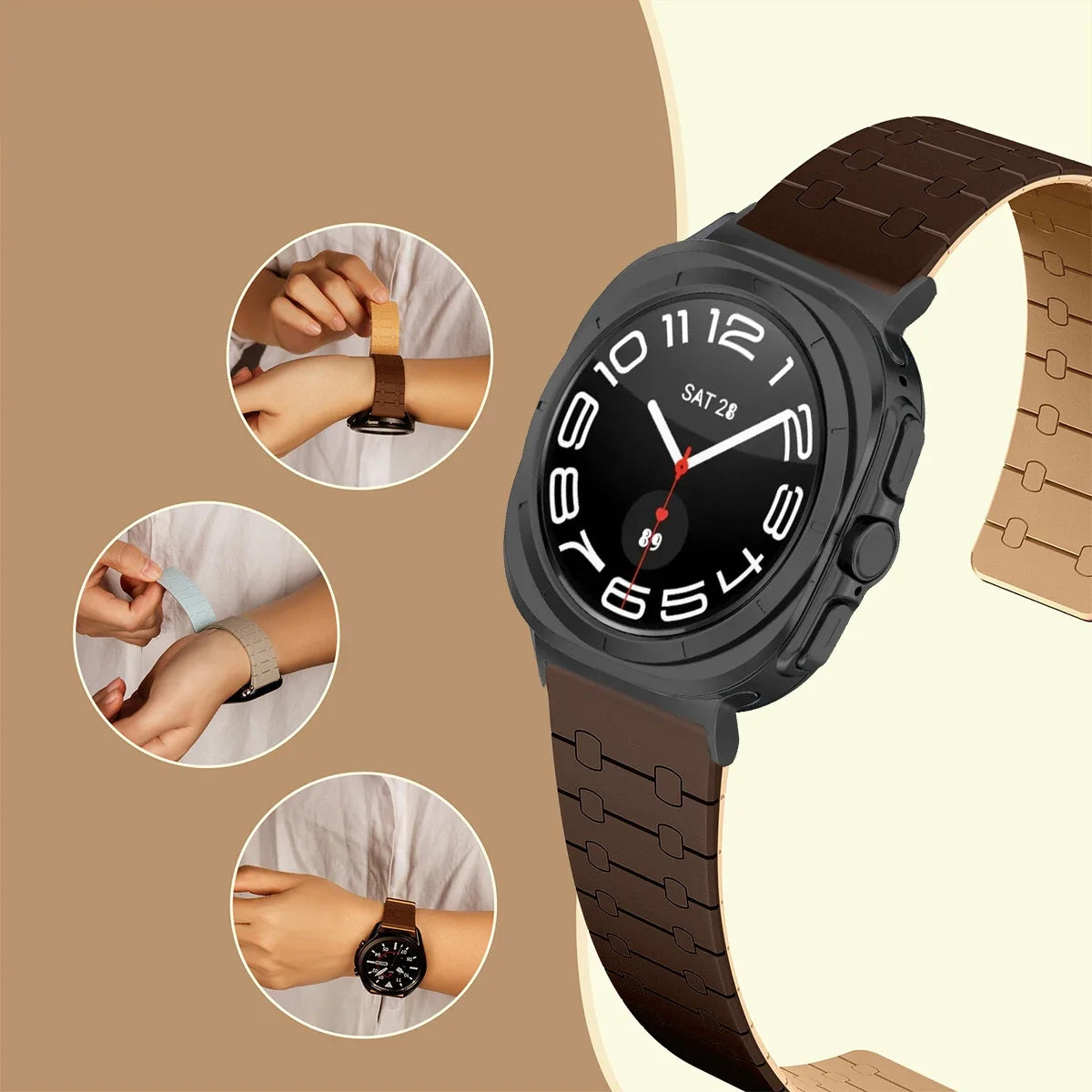 Bracelet magnétique en silicone pour Samsung Galaxy Watch 7 Ultra 47 mm, bracelet sport pour Watch 7 Ultra 47 mm, sans espaces, ajustement rapide