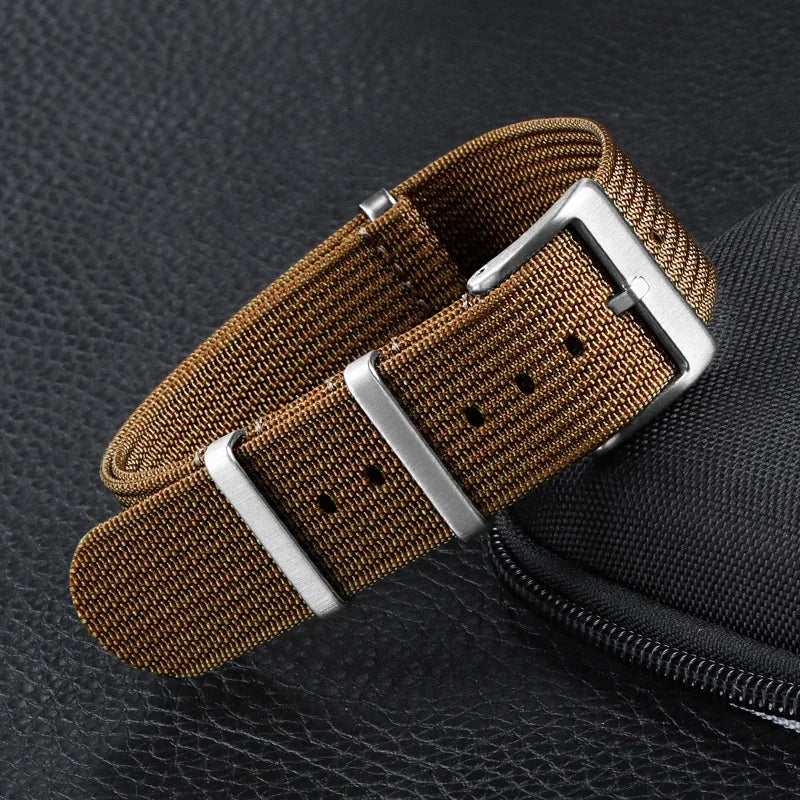 Cinturino per orologio in Nylon di alta qualità 20mm 22mm per orologio militare casual, fibbia nera, ricambio per cinturino sportivo militare, marrone, verde
