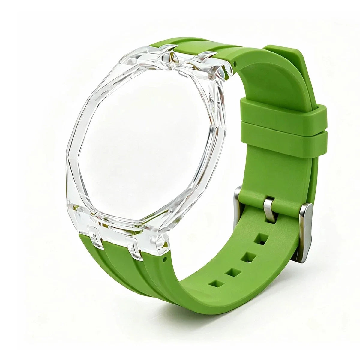 Cassa in plastica trasparente Glacier + cinturino in silicone per orologio da taschino AP X Swatch Royal Pop, trasformatore da orologio da taschino a cinturino in caucciù