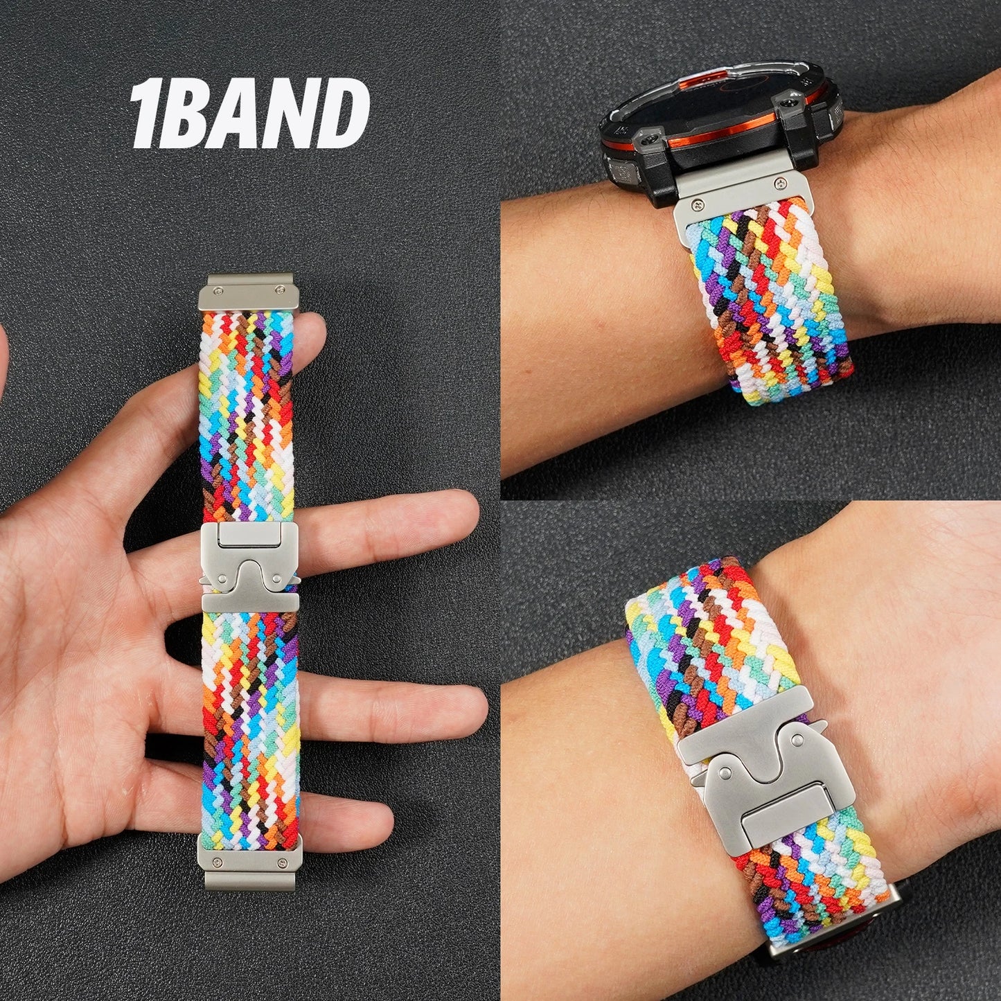Cinturino per orologio elastico in nylon QuickFit 20/22/26 mm per Garmin Fenix 8/7/6/5 Forerunner 965/955/945 Instinct Tactix