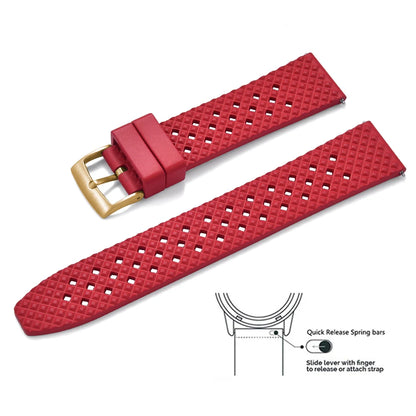 Bracelets de montre en caoutchouc FKM tropical premium 20 mm 22 mm à dégagement rapide, motif nid d'abeille, respirants et poreux pour Seiko SRP775