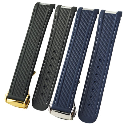 Natural rubber watch strap, 20mm, for Omega Seamaster Aqua Terra, 150M, 41mm, AT150, 220, 231, rose gold, curved end, sport, 19mm